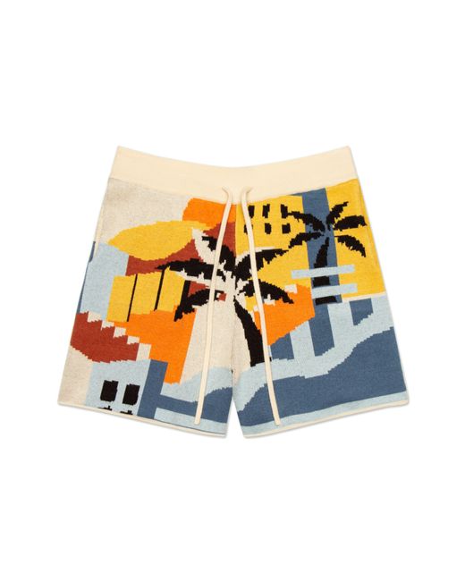 MAVRANS Orange Havana Sunset Knit Shorts for men
