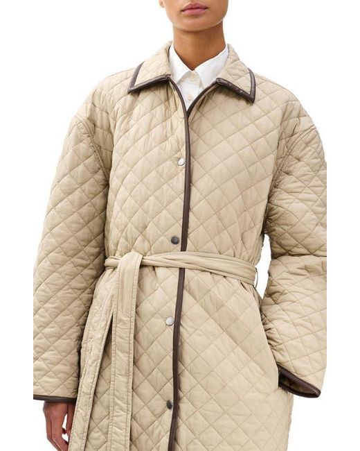 Rag & Bone Natural Kelly Oversize Faux Leather Trim Quilted Jacket
