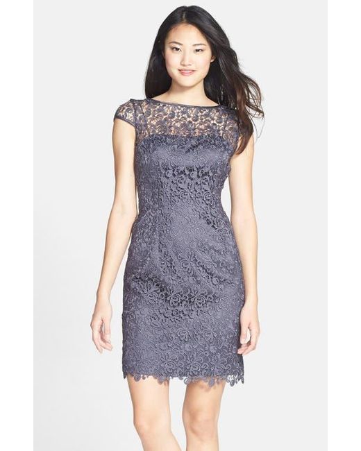 Adrianna Papell Lace Shift Dress in Purple Lyst