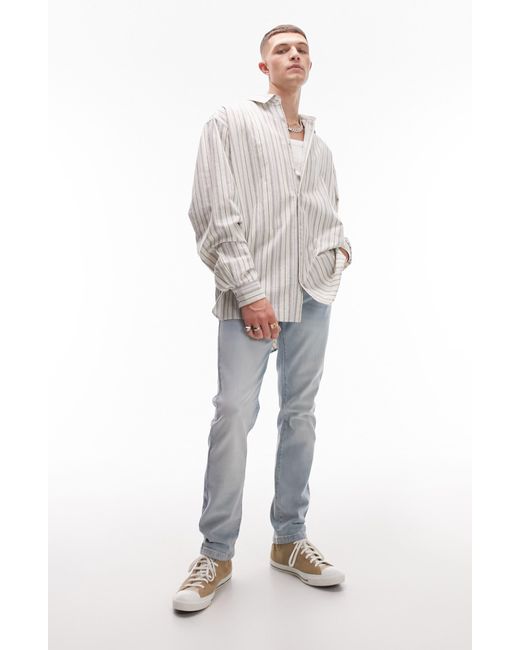 Topman White Extreme Oversize Stripe Button-up Shirt for men