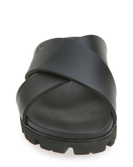 Prada Gray Cross Strap Slide Sandal