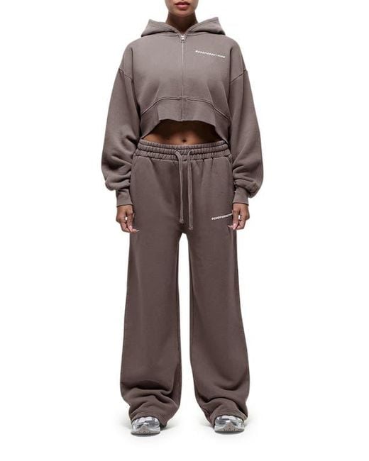 Good For Nothing Brown Vintage Taupe Crop Zip Hoodie