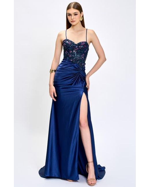 bariano blue dress BARIANO STOCKISTS Emmy Strapless Ball Gown