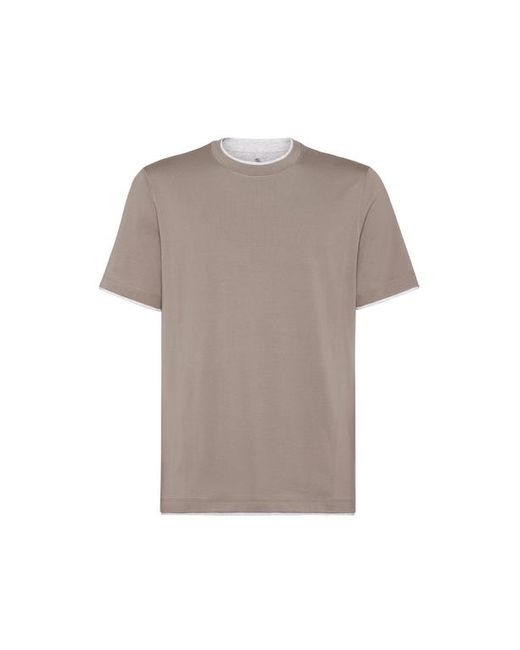 Brunello Cucinelli Gray T-Shirt With Faux-Layering for men