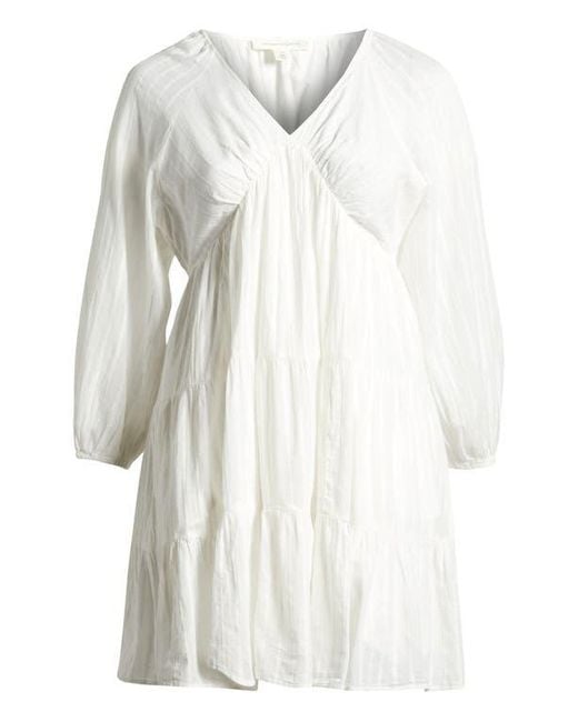 Treasure & Bond White Tiered Long Sleeve Babydoll Dress