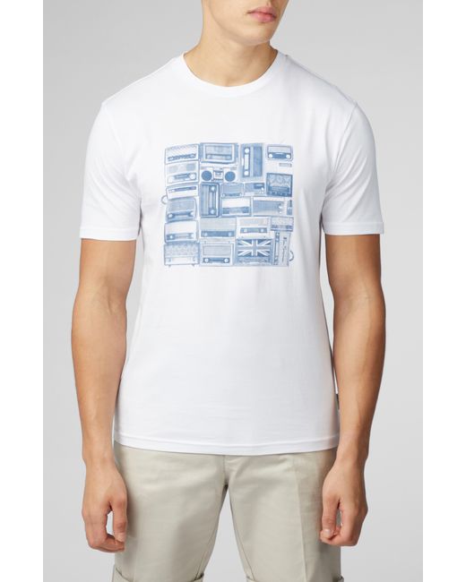 Ben Sherman White Radio Stack Graphic T-shirt for men