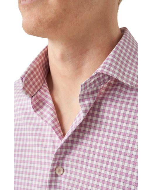 Eton of Sweden Purple Slim Fit Check Organic Cotton Dress Shirt for men