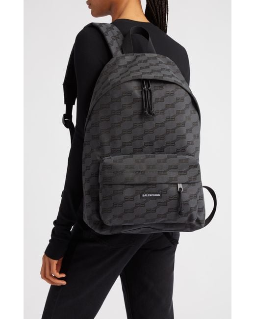 Balenciaga Bb Monogram Jacquard Canvas Backpack in Black for Men