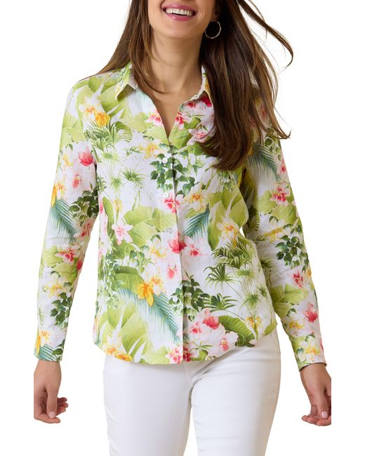 Tommy Bahama White Floral Riviera Linen Button-up Shirt
