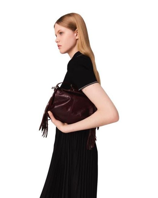 Maje Black Pleated Maxi Dress With Polo Collar