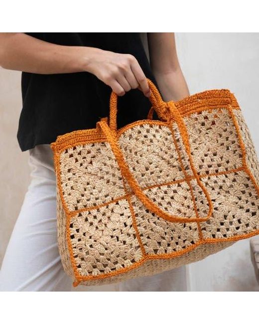 Zanatany Concepts Red Carrey Raffia Tote Bag