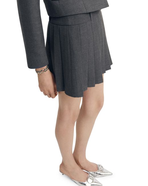 Mango Gray Pleated Miniskirt