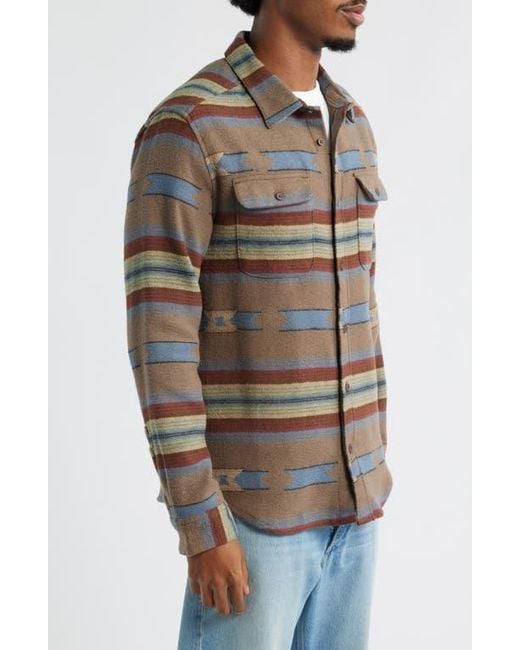 RVCA Brown Dayshift Blanket Stripe Flannel Button-Up Shirt for men