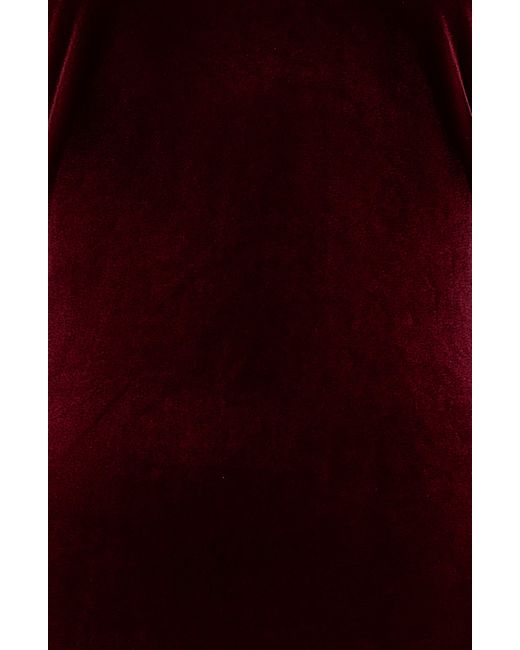 House Of Cb Red Lavinia Feather Trim Long Sleeve Velvet Body-con Cocktail Minidress
