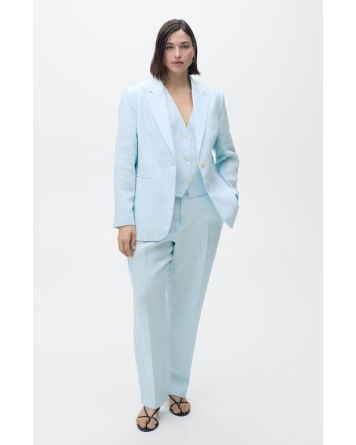 Mango Blue Boreli Linen Blazer