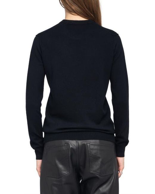 Zadig & Voltaire Black Kendy Heart Wool & Cashmere Sweater