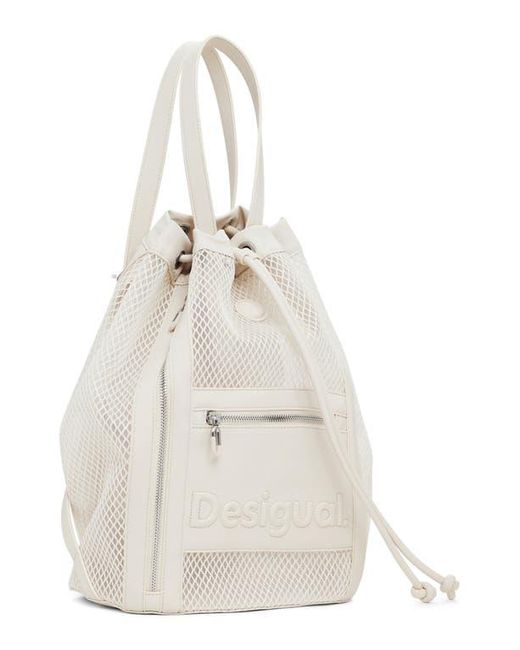 Desigual White Medium Fishnet Mesh Backpack