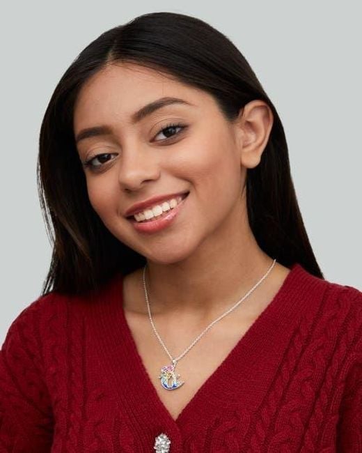 Disney Pink The Little Mermaid Ariel Crystal Flash Plated Pendant Necklace, 18
