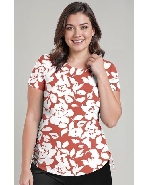 Calypsa Red Plus Size Short Sleeve Adele Swim Top