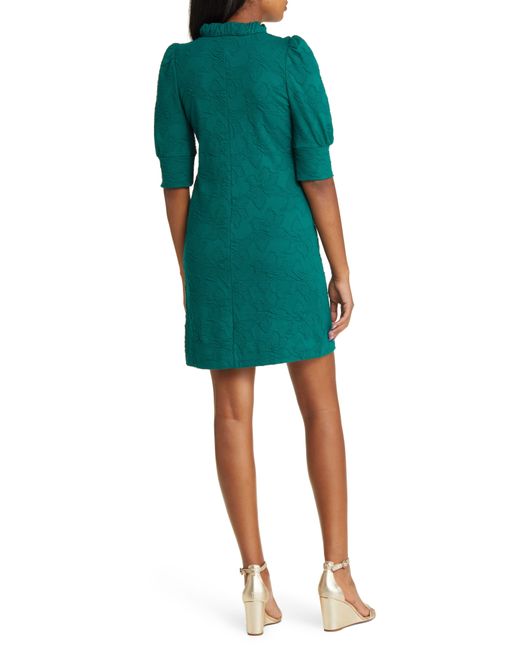 Lilly Pulitzer Elsey Floral Jacquard Puff Sleeve Dress in Green | Lyst