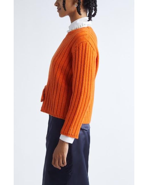 Sandy Liang Orange Carlow Rib Wool Blend Sweater