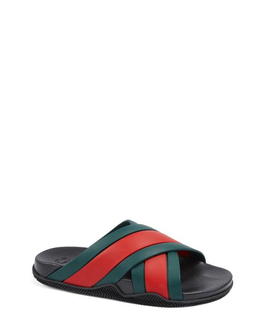 gucci striped rubber slides