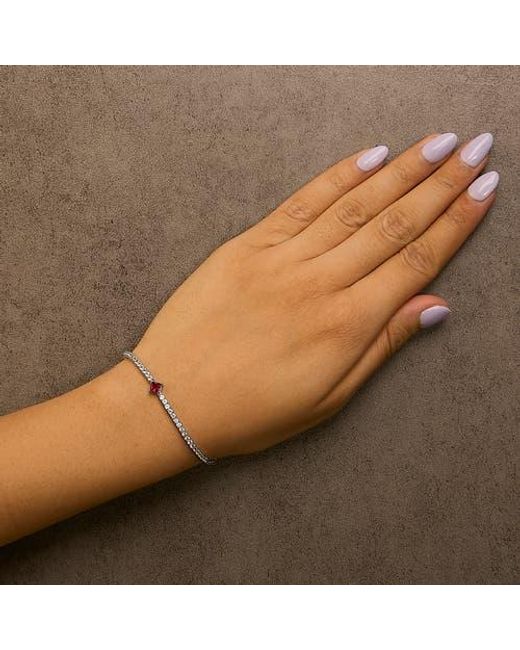 Haus of Brilliance Metallic 925 Sterling Created Ruby And Sapphire Adjustable Tennis Chain Bracelet