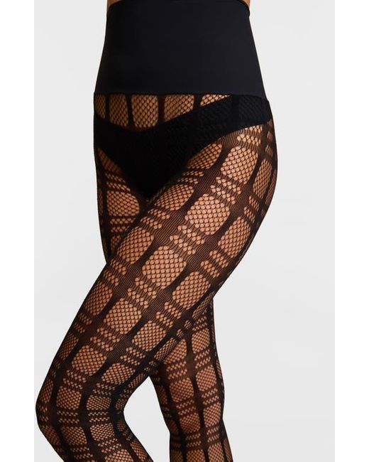 Commando Black Plaid Fishnet Tights