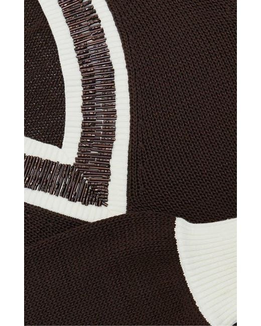 Reiss Black Courtney Beaded Contrast Trim Sweater