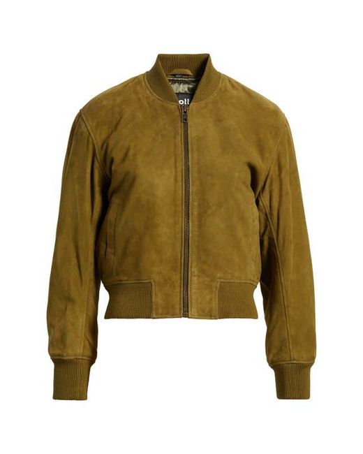 Schott Nyc Green Suede Bomber Jacket