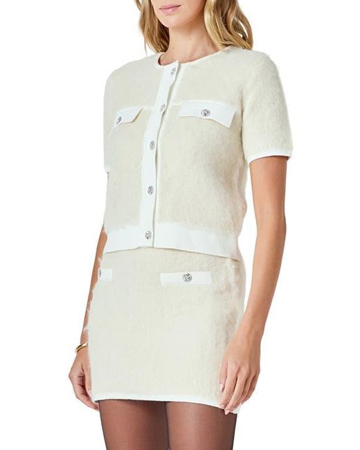Endless Rose White Rhinestone Button Cardigan