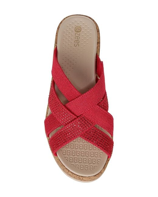 Bzees Red Reign Crystal Embellished Slide Sandal