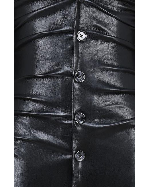House Of Cb Viola Long Sleeve Faux Leather Midi Dress in Black | Lyst