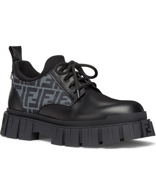 Fendi Black Force Lug Sole Derby for men