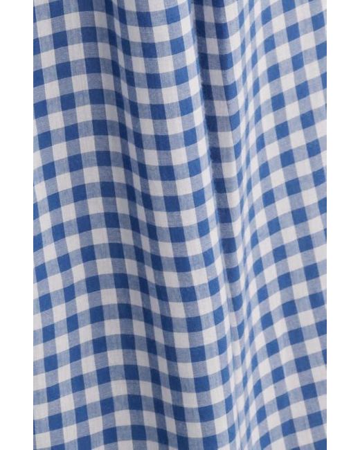 doen emmaretta dress blue gingham DEN Women's Emmaretta Floral Cotton Midi Dress - Blue Garden Bloom