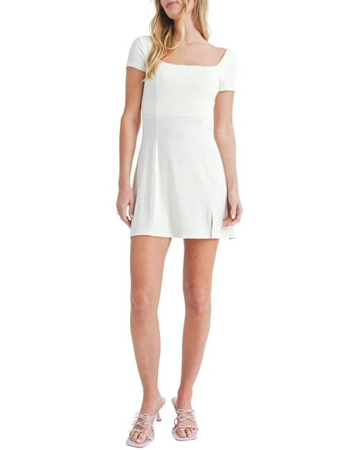All In Favor White Square Neck Minidress In At Nordstrom, Size X-large