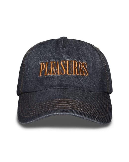 Pleasures Blue Zigzag Adjustable Cotton Denim Baseball Cap for men