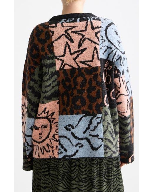 Scotch & Soda Gray Oversize Jacquard Pullover Sweater