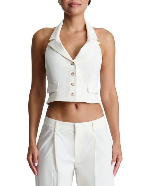 Naked Wardrobe White Halter Crop Vest