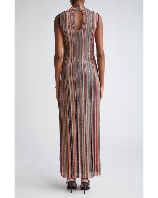 Missoni Brown Sequin Metallic Stripe Gown