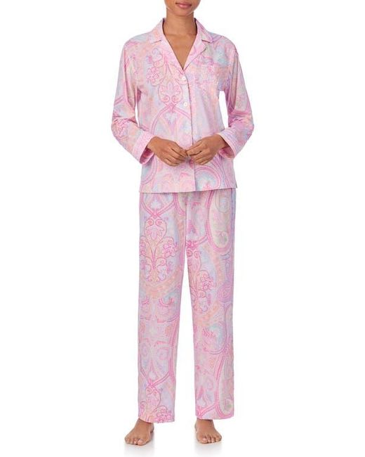 Ralph Lauren Women's Pink Print Cotton Blend Pajamas