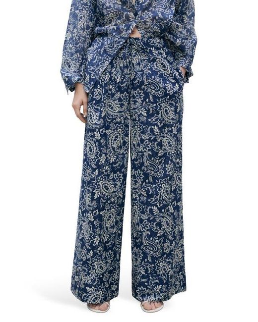 Mango Blue Print Cotton Pants