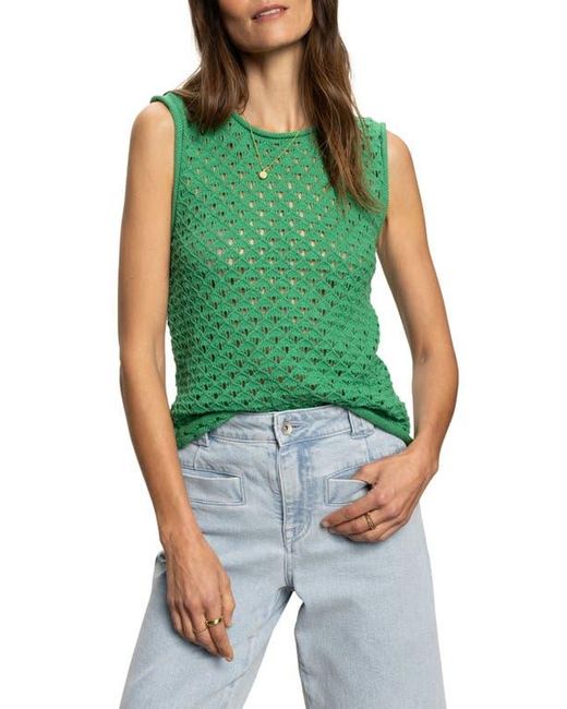 Sanctuary Green Open Stitch Sleeveless Cotton Sweater