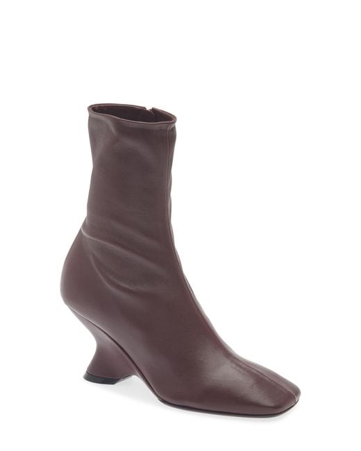 Dries Van Noten Brown Dented Wedge Bootie