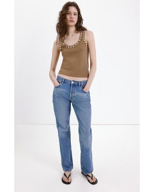 Mango Blue Button Trim Tank