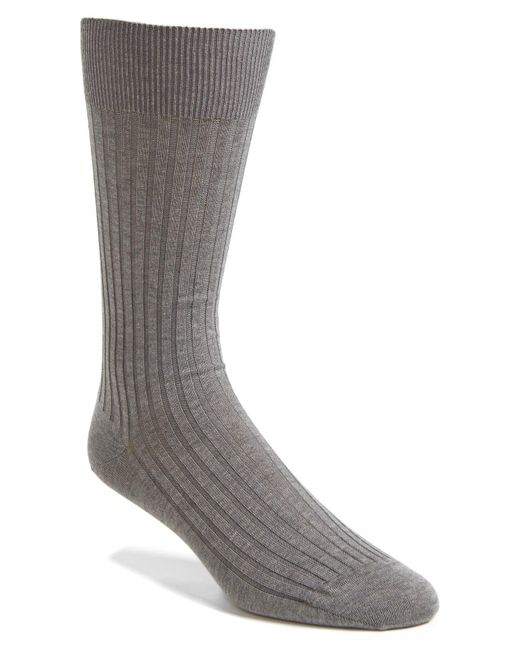 Pantherella Gray Cotton Blend Mid Calf Dress Socks for men