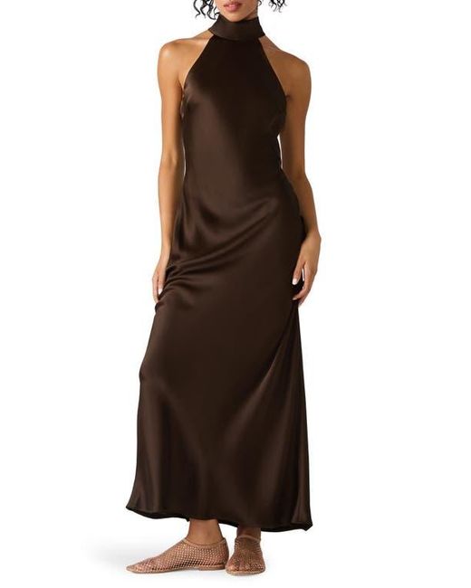 Steve Madden Brown Lara Satin Bias Cut Maxi Dress