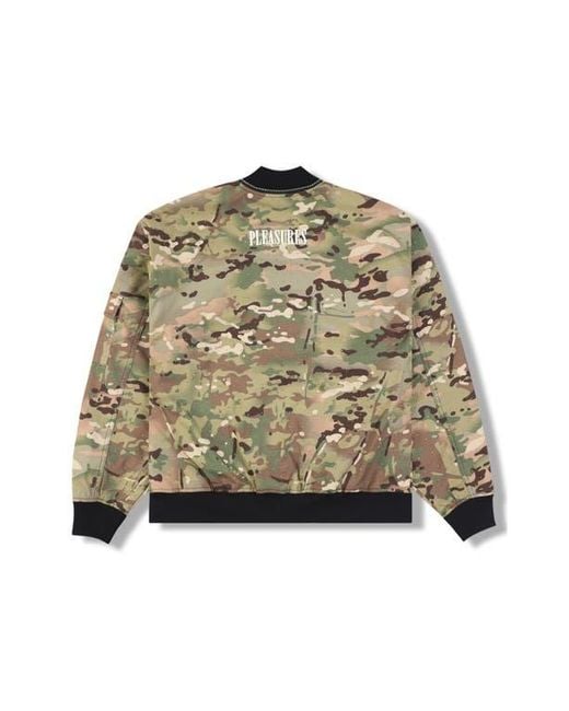 Pleasures Multicolor Rhinestone Embellished Print Cotton Bomber Jacket for men