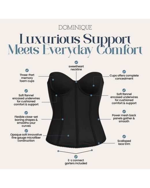 Dominique Intimates Black Brianna Low Back Convertible Strapless Corset Bra