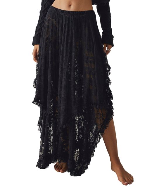 Free People Black French Courtship Lace Half Slip
